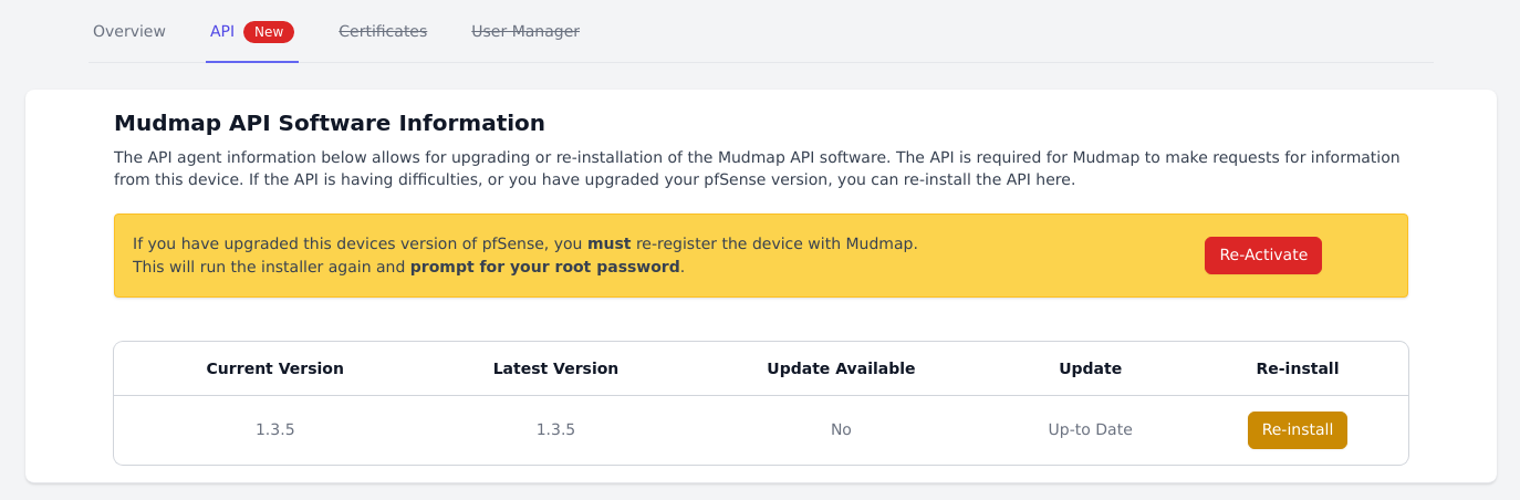 Mudmap API software information page image