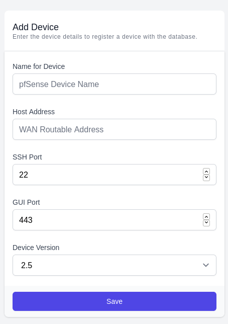 Adding your pfSense firewall - Register the Device