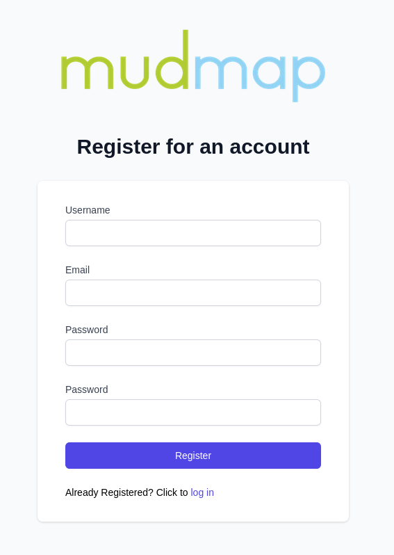 Register your Mudmap account